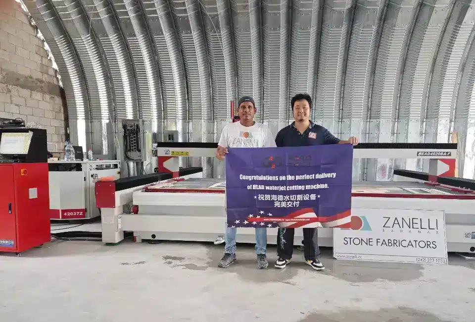 设备 installation for 海德水刀4020BA-5AC-F-海德水刀42037Z at a Miami-Bahamas stone company, USA.